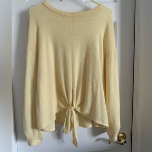 Women's Butter Yellow Sweater with Tie Front